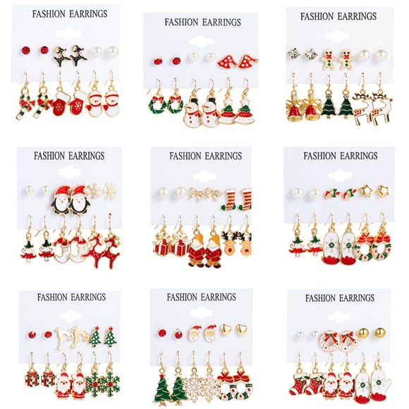 $5 ADD ON ITEM-  Christmas Drop Dangle Earrings Ear Studs Set Pack Santa Gifts - Picture 3 of 5